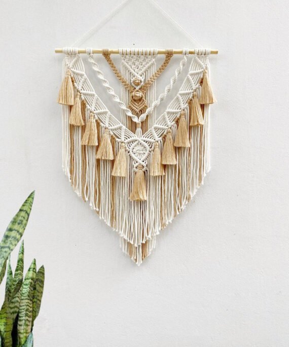 macrame tapestry khaki