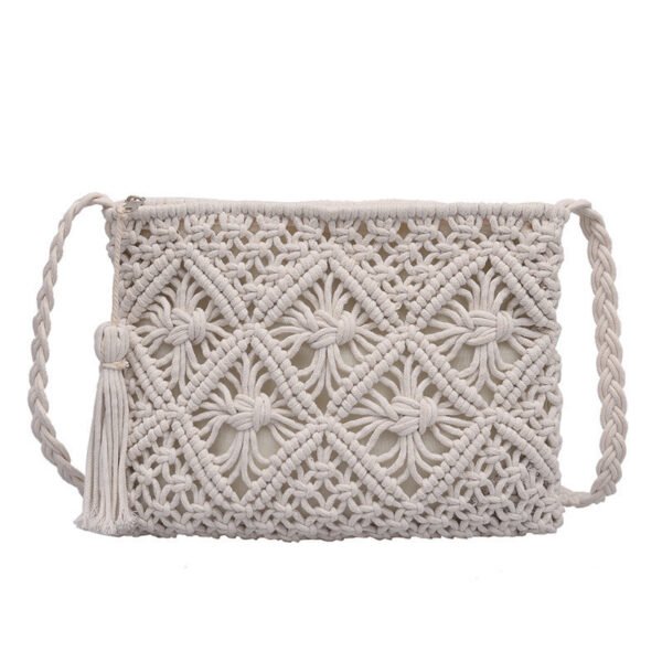 Macrame Woven Straw HandBag Hollow Tassel