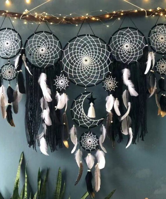 macrame dream catcher black