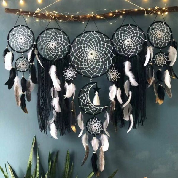 macrame dream catcher black