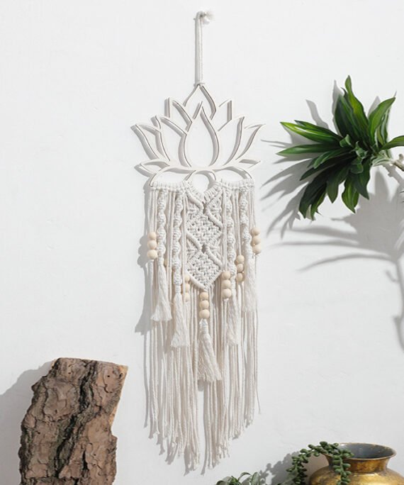 Handmade Macrame Blue Lotus Tapestry