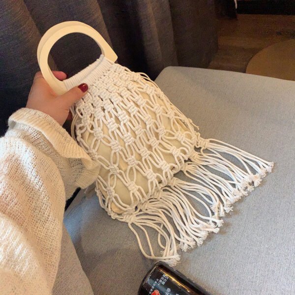 wooden Macrame cotton bag