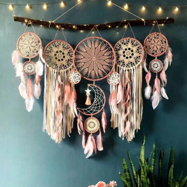 macrame dream catcher pink