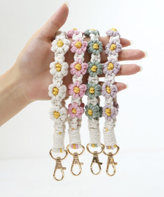 Flower Chrysanthemum Wrist Strap Keychain