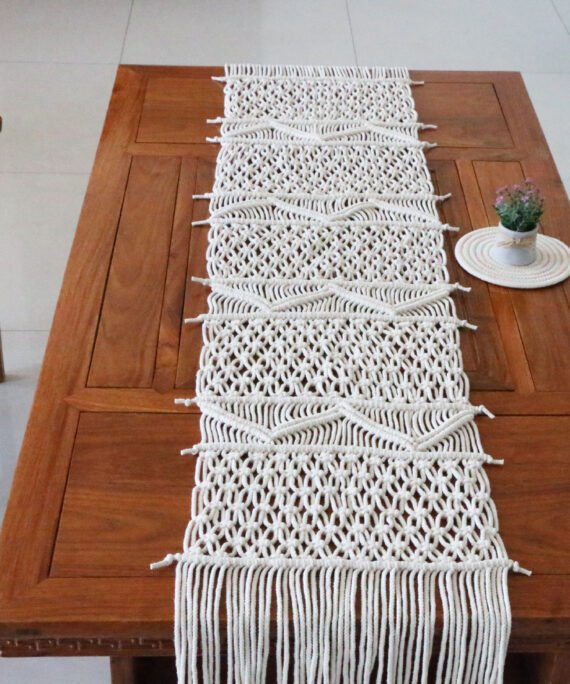 Hand-woven Macrame Table Runner