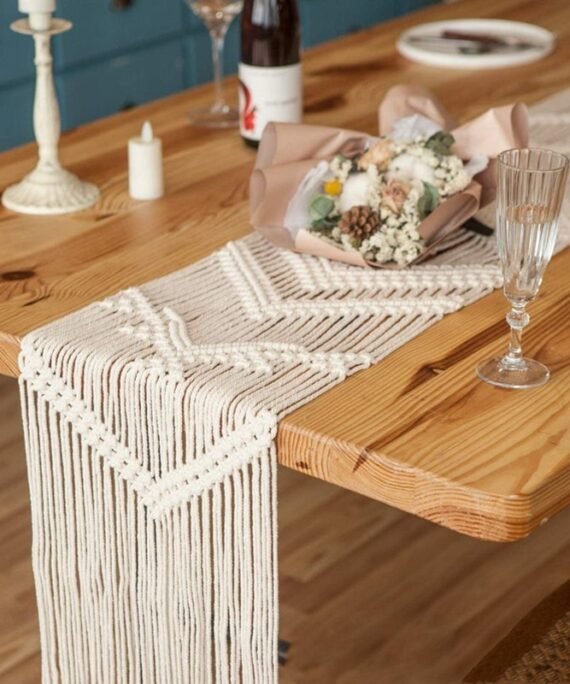 Hand-woven Macrame Table Runner