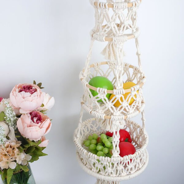 macrame vegetable basket three layers