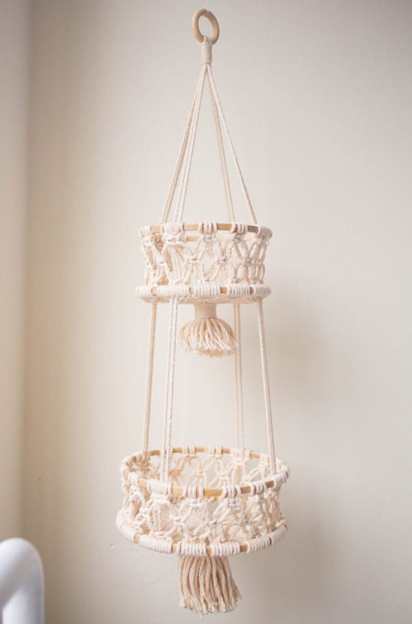 macrame vegetable basket double layers