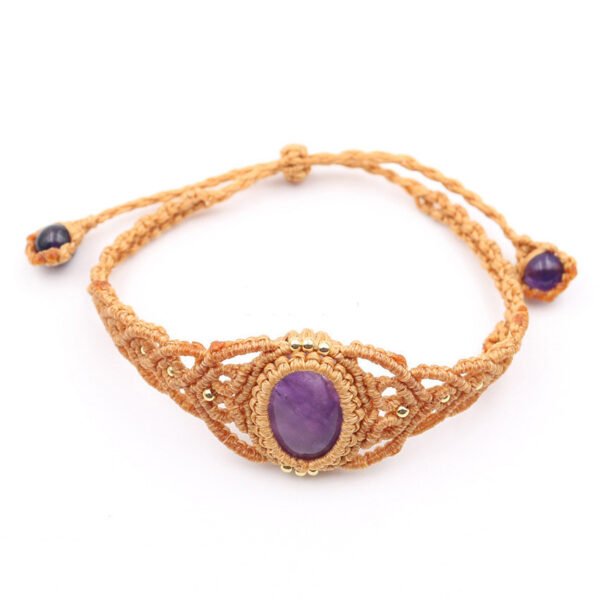 Amethyst Oval Macrame Bracelet Retro