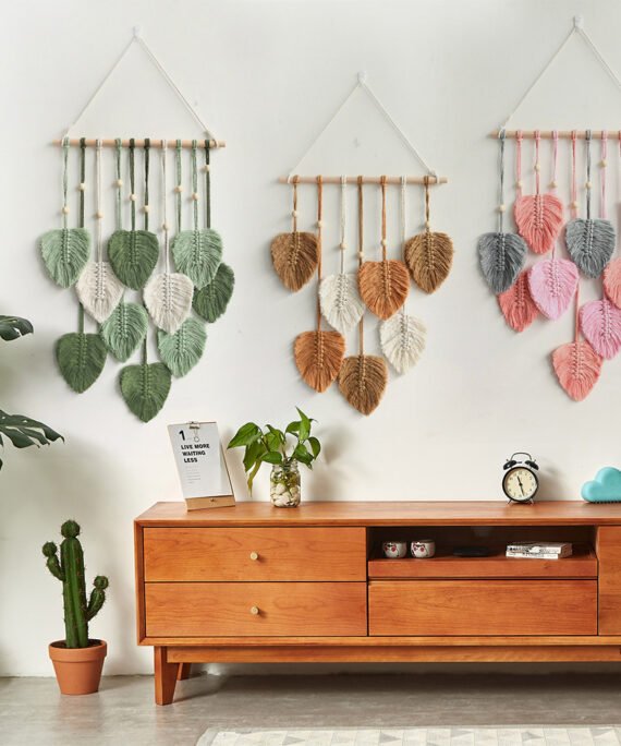 Cotton String Leaf Macrame Tapestry