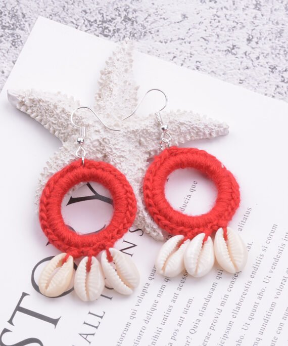 shell macrame earrings