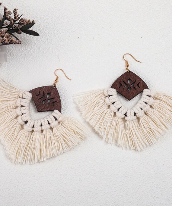 Hand-woven Earrings Macrame Tassel