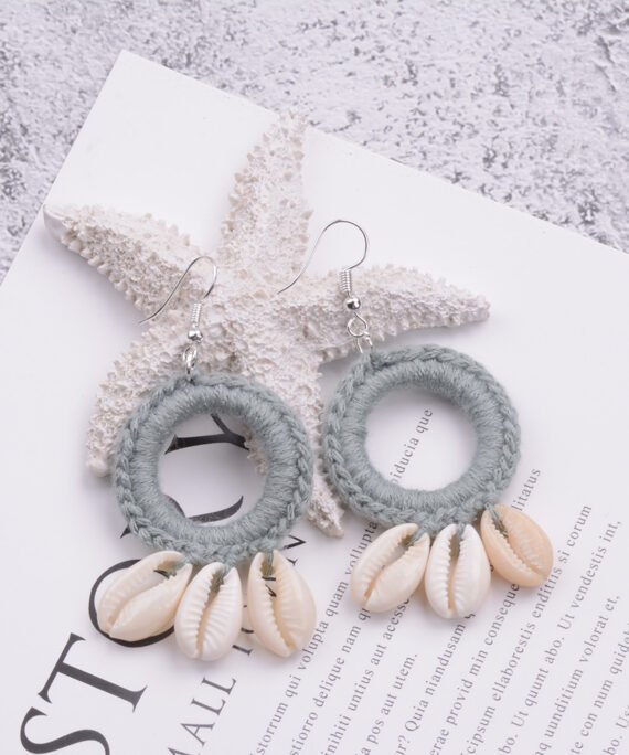 shell macrame earrings