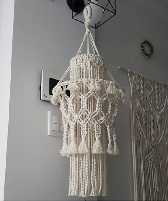 Soft-mounted Decorative Macrame Lampshade