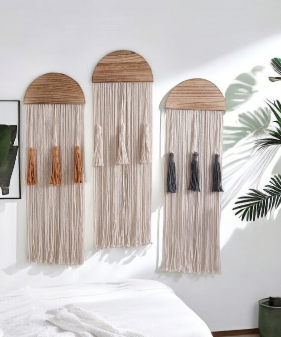 Minimalist Bohemian Wooden Macrame Tapestry