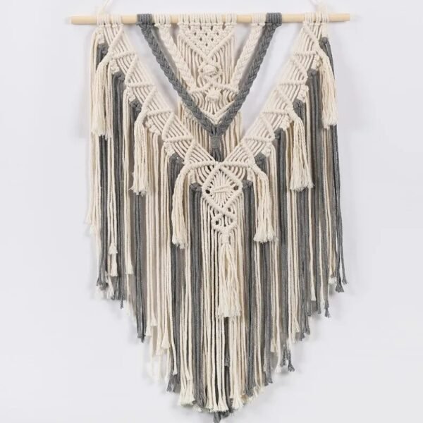 macrame tapestry grey