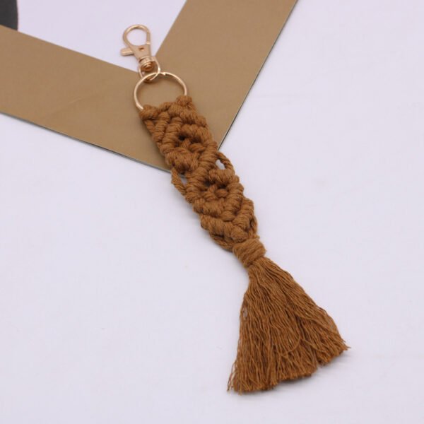 caramel macrame keychain