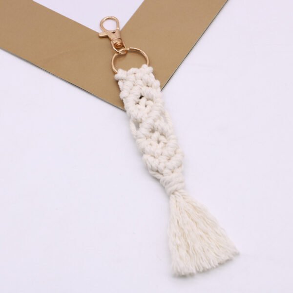 creamy macrame keychain