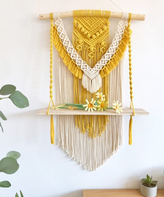 Macrame Tapestry Wooden Board