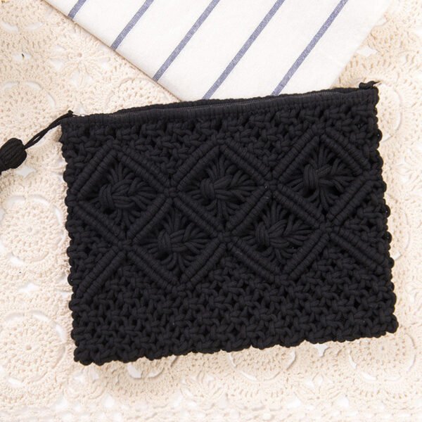 macrame black clutch