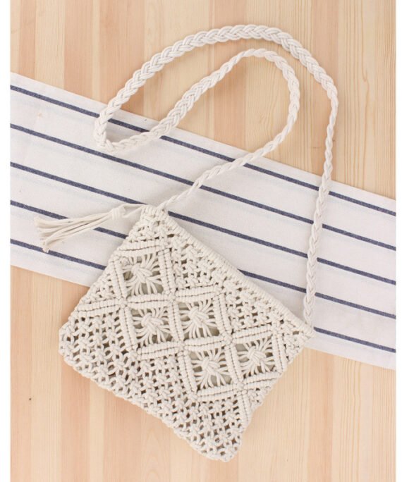 macrame white clutch