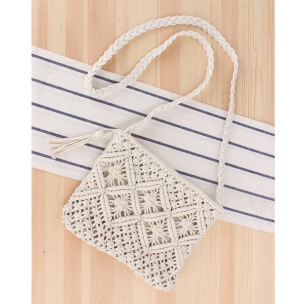 macrame white clutch