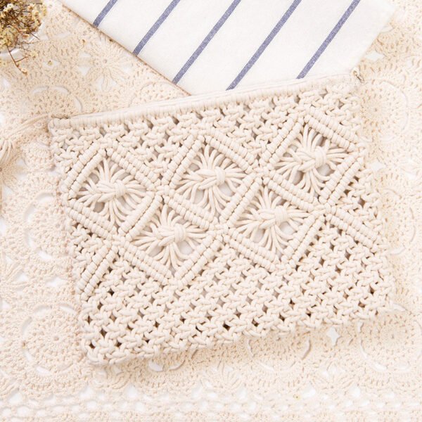 macrame white clutch