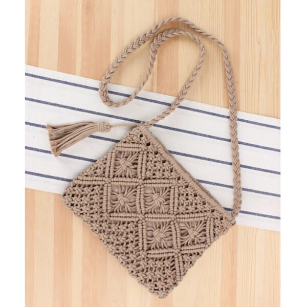 macrame grey clutch