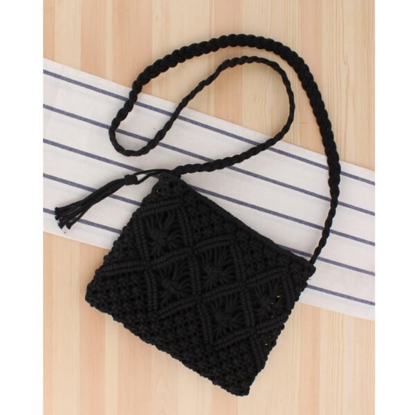 macrame black clutch