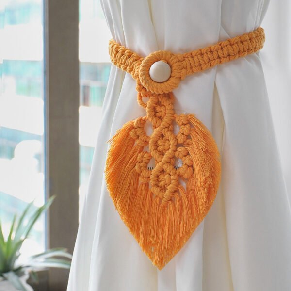 yellow macrame curtain