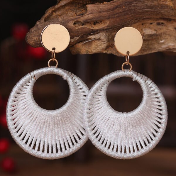 Macrame Earrings With Geometric Vintage Cotton Thread