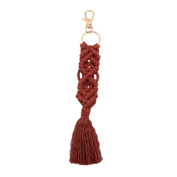 rust red macrame keychain