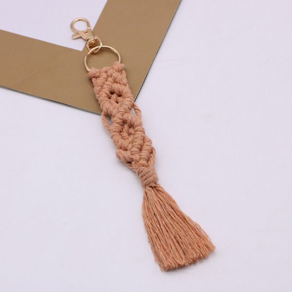 rose pink macrame keychain