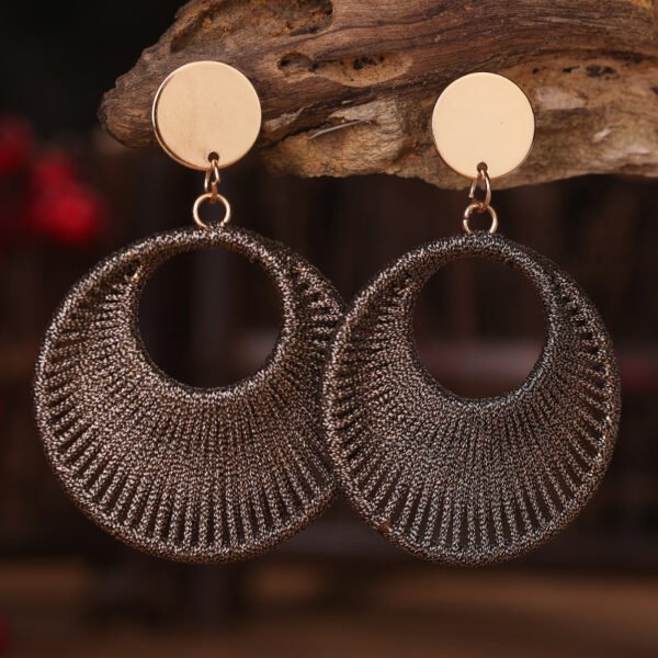 Macrame Earrings With Geometric Vintage Cotton Thread