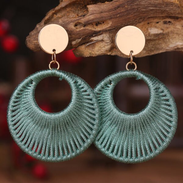 Macrame Earrings With Geometric Vintage Cotton Thread