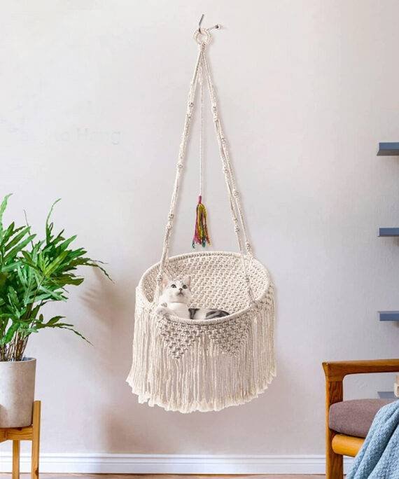 Macrame cat swing