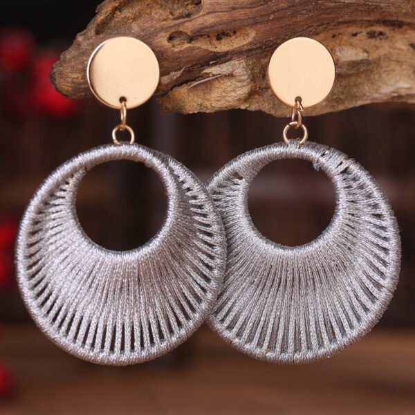 Macrame Earrings With Geometric Vintage Cotton Thread